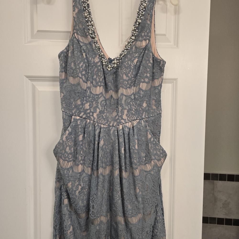 Elegant Blue Lace Dress